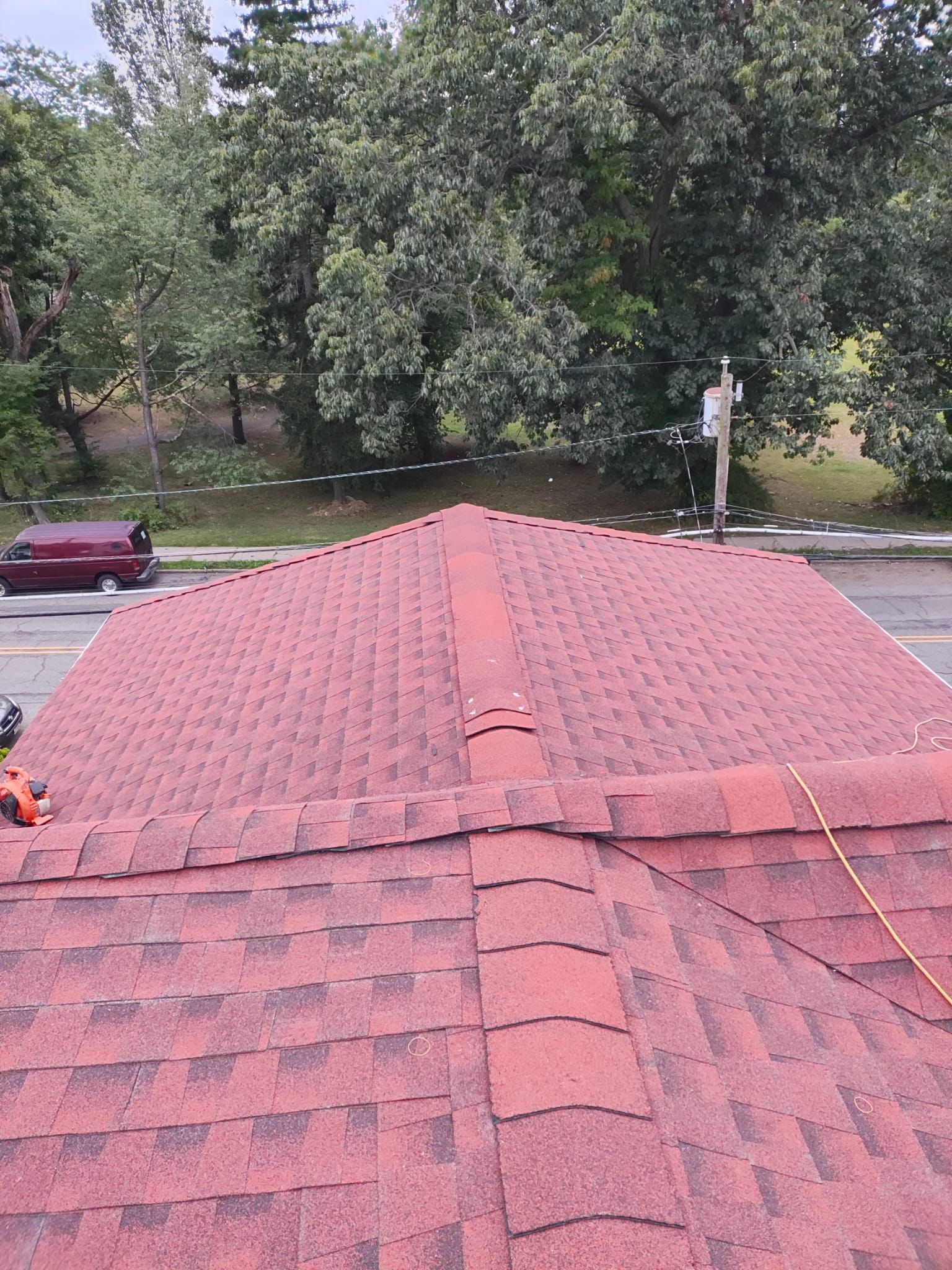 Multi-pitch Tudor roof with new architectural shingles in Teaneck