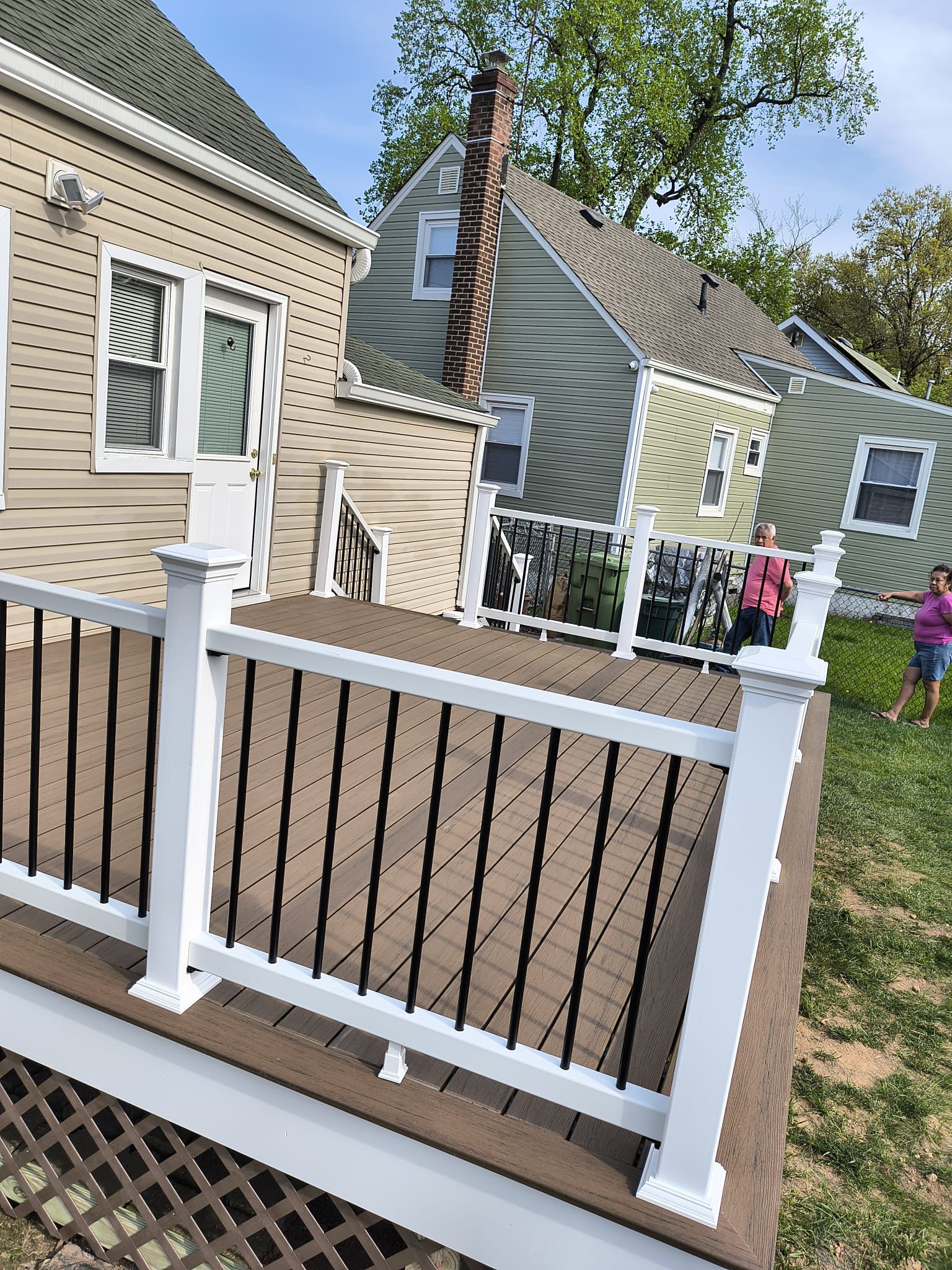 Custom composite deck build in Fair Lawn NJ — Trex Transcend with aluminum railings