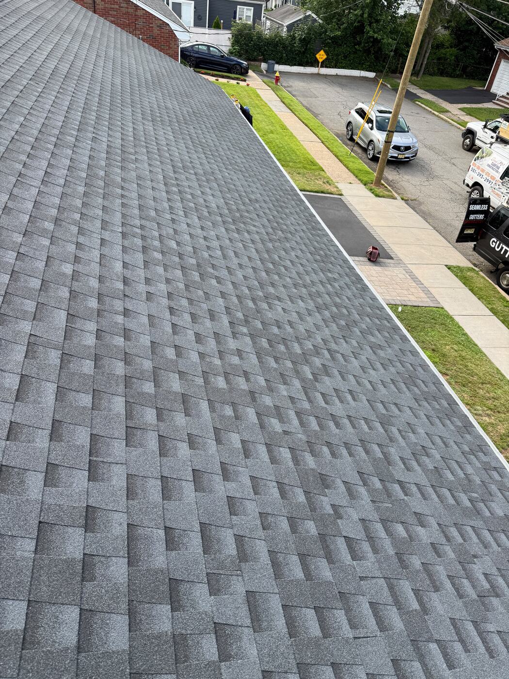 Completed GAF Timberline HDZ architectural shingle roof on a Bergen County NJ ranch home